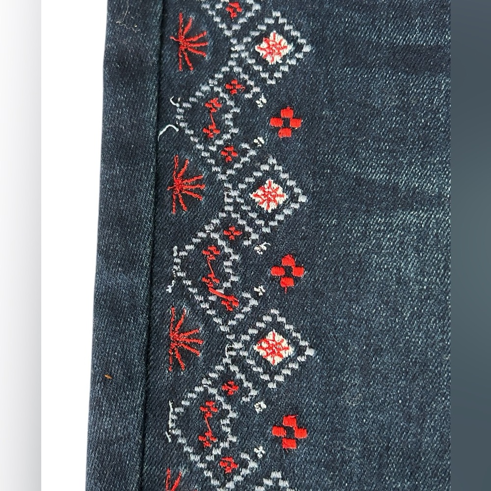 DG2 Diane Gilman New Classic Stretch Blue Denim Embroidered Ankle Jeans Size 10 - Picture 8 of 16